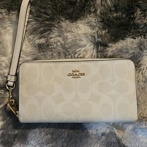 Coach Ivory Signature Wristlet